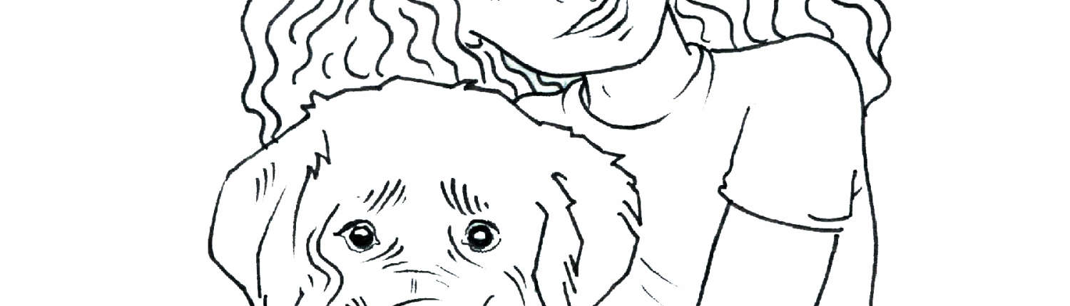 drawing of girl with dog